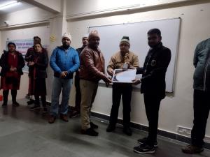 Certificate distribution of Python Programming Project Training for BCA students by Limat-Soft Solution Pvt. Ltd.
