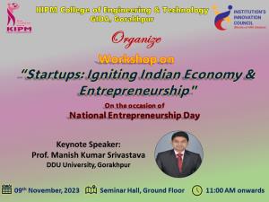 Workshop on "Startups: Igniting Indian Economy & Entrepreneurship" By Prof. Manish Kumar Srivastava (DDU University Gorakhpur)