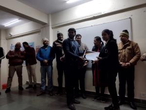 Certificate distribution of Python Programming Project Training for BCA students by Limat-Soft Solution Pvt. Ltd.
