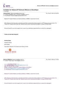 Invitation for Guest Lecture on Intellectuals Property Right to ASSOCHAM