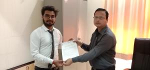 Hon. Director Sir graciously acknowledging MBA 2nd Sem. students who got enrolled in Summer Internship Training in India Post Payments Bank on 14th June 2022.